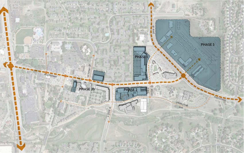 A rendering of the various phases of the possible Mainstreet developments.